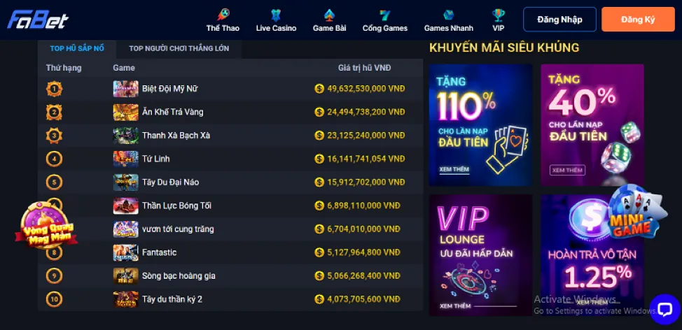 Thưởng Hoàn Trả Hàng Ngày viva8 casino